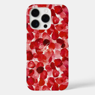 Coques iPhone 16 Pro Pétales de rose rouge romantiques Floral