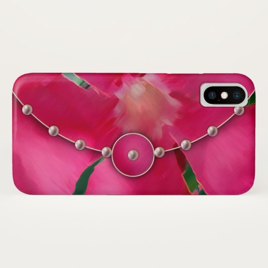 Coques Case-Mate iPhone Pétales roses et perles (Dos (Horizontal))