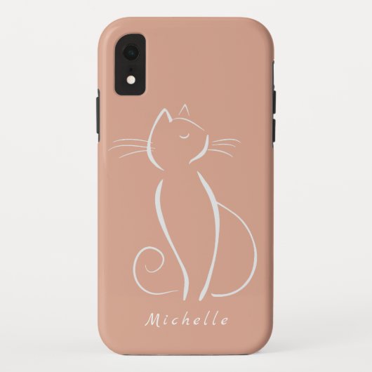 Coques Case-Mate iPhone Petit chat blanc sur rose Ajouter un nom Coque-mat (Dos)