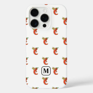 Coques iPhone 16 Pro Petit Chili Avec Motif De Flamme Et Initiale Perso