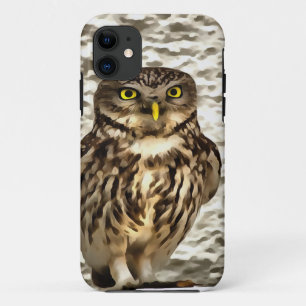 Coque iPhone 11 Petit Chouette Brown Portrait Artistique