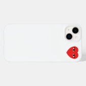 Coques Case-Mate iPhone Petit Coeur rouge mignon avec les yeux sur blanc (Verso (horizontal))