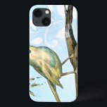 Coques Pour iPhone Petit oiseau jaune perché sur une branche Recherch<br><div class="desc">Ce tableau est parfait pour votre collection d'oiseaux. Le petit oiseau jaune et pastel bleu arrière - plan de cette image sont simples mais apaisants et pourraient être facilement ajoutés à tout produit Zazzle offert. Choisissez cette illustration dès aujourd'hui.</div>