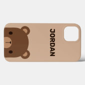 Coques Case-Mate iPhone Petit ours Brown mignon avec nom personnalisé (Verso (horizontal))