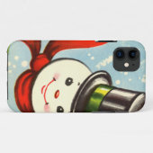 Coques Case-Mate iPhone Petit rétro bonhomme de neige mignon (Dos (Horizontal))