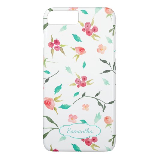 Coques Case-Mate iPhone Petite aquarelle motif floral avec nom (Dos)