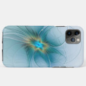 Coques Case-Mate iPhone Petite Beauté Moderne Bleu Or Fractal Art Flower (Dos (Horizontal))
