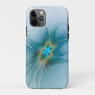 Case-Mate iPhone Case Petite Beauté Moderne Bleu Or Fractal Art Flower