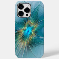 Petite Beauté Moderne Bleu Or Fractal Art Flower
