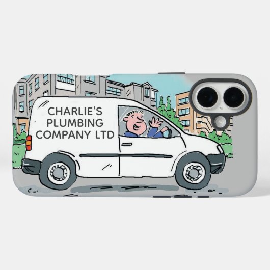Coques Case-Mate iPhone Petite Entreprise avec Nom. Homme et Fourgonnette (Verso (horizontal))