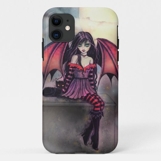 Coques Case-Mate iPhone Petite fée gothique d'Halloween vampire et chat (Dos)