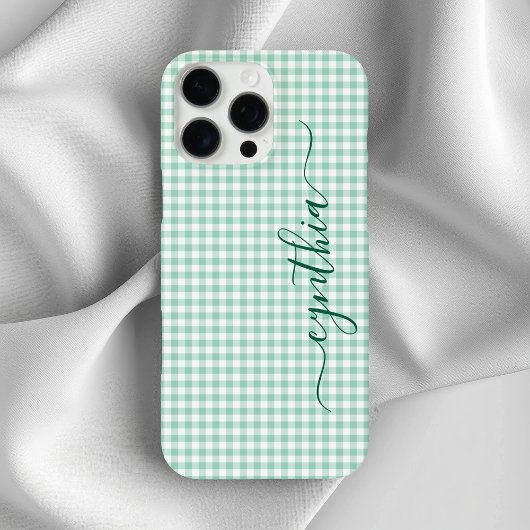 Coques Case-Mate iPhone Petite Lumière Signature Gingham Sarcelle