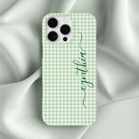 Coques Case-Mate iPhone Petite signature gingham vert pâle