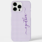 Coques Case-Mate iPhone Petite Signature Gingham Violet Pâle (Verso)