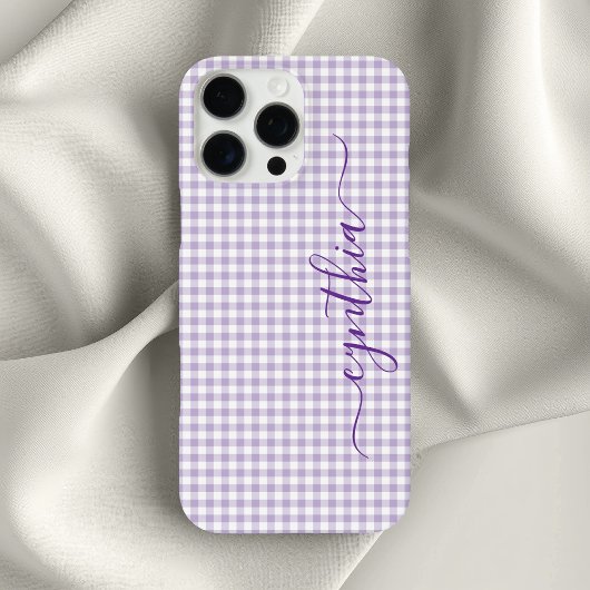 Coques Case-Mate iPhone Petite Signature Gingham Violet Pâle