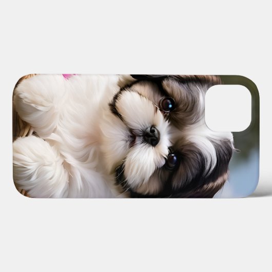 Coques Case-Mate iPhone Petite Tzu Chiot Panier Fleurs (Verso (horizontal))