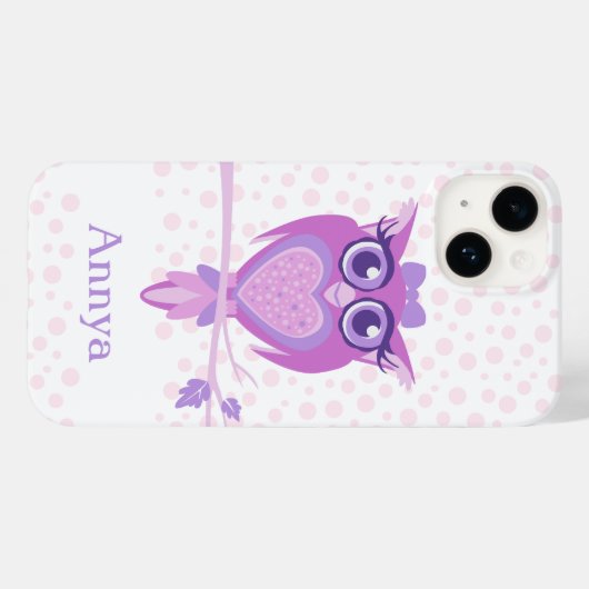 Coques Case-Mate iPhone Petites filles hibou violet, rose et blanc (Verso (horizontal))