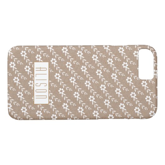 Coques Case-Mate iPhone Petites fleurs blanches sur papier kraft fleurs ru (Dos (Horizontal))