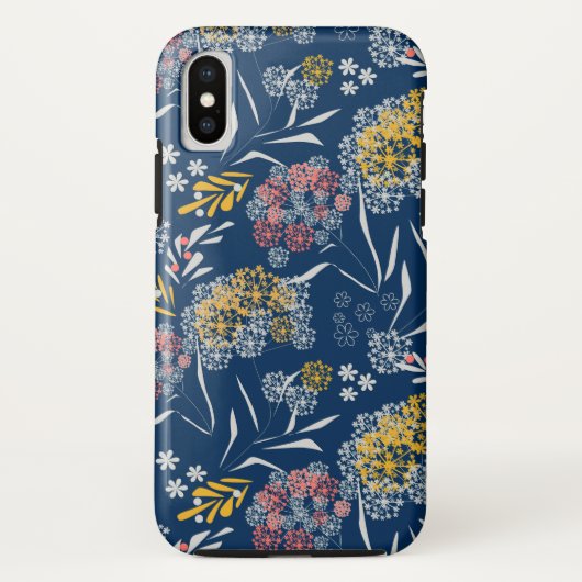 Coques Case-Mate iPhone Petites fleurs mignonnes bleu marine vi (Dos)