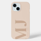 Coques Case-Mate iPhone Petites initiales personnalisées en beige minimal (Verso)
