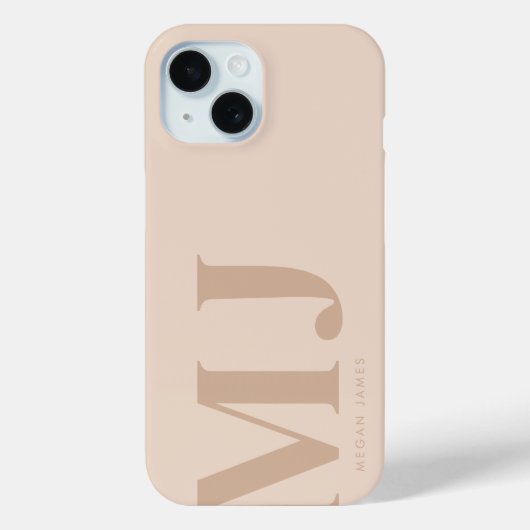 Coques Case-Mate iPhone Petites initiales personnalisées en beige minimal (Verso)