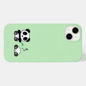 Coques Case-Mate iPhone Petites pandas mignonnes sur vert (Verso (horizontal))