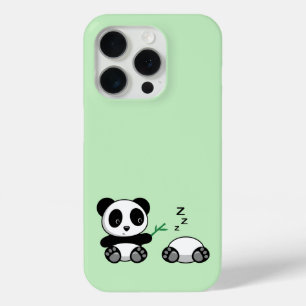 Coque iPhone 15 Pro Petites pandas mignonnes sur vert