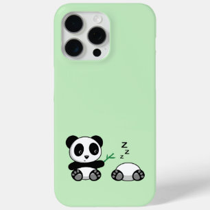 Coque iPhone 15 Pro Max Petites pandas mignonnes sur vert