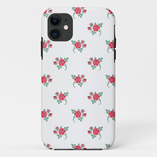 Coques Case-Mate iPhone Petites roses rouges sur fond blanc (Dos)
