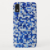 Coques Case-Mate iPhone Petits carrés superposés, tons de bleu avec blanc (Dos)