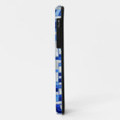Coques Case-Mate iPhone Petits carrés, tons bleus avec blanc (Dos/Gauche)