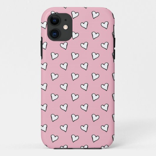 Coques Case-Mate iPhone Petits cœurs blancs sur fond rose (Dos)