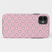 Coques Case-Mate iPhone Petits cœurs blancs sur fond rose (Dos (Horizontal))