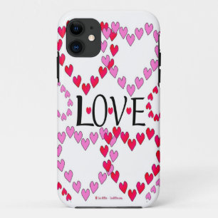 Coque iPhone 11 Petits coeurs rose rouge AMOUR