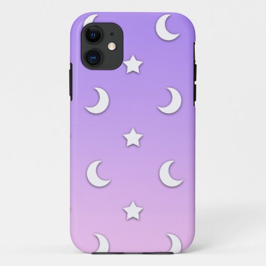 Coques Case-Mate iPhone Petits motifs d'étoiles et de lunes blanches (Dos)