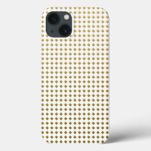 iPhone 13 Case Petits motifs diamants jaune doré blanc