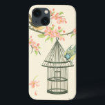 Etui iPhone 13 Petits oiseaux étés perché sur une branche et sur<br><div class="desc">Nancy Slocum ont peint beaucoup d'oiseaux tout au long des années. Cette image dépeint deux petits oiseaux bleus et jaunes étés perché sur une branche entourée les fleurs roses et en semblant curieuse au sujet d'une cage à oiseaux. Obtenez ce morceau oiseau-orienté frais d'art sur votre produit de Zazzle aujourd'hui....</div>