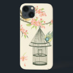 Etui iPhone 13 Petits oiseaux étés perché sur une branche et sur<br><div class="desc">Nancy Slocum ont peint beaucoup d'oiseaux tout au long des années. Cette image dépeint deux petits oiseaux bleus et jaunes étés perché sur une branche entourée les fleurs roses et en semblant curieuse au sujet d'une cage à oiseaux. Obtenez ce morceau oiseau-orienté frais d'art sur votre produit de Zazzle aujourd'hui....</div>