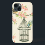 iPhone 13 Case Petits oiseaux étés perché sur une branche et sur<br><div class="desc">Nancy Slocum ont peint beaucoup d'oiseaux tout au long des années. Cette image dépeint deux petits oiseaux bleus et jaunes étés perché sur une branche entourée les fleurs roses et en semblant curieuse au sujet d'une cage à oiseaux. Obtenez ce morceau oiseau-orienté frais d'art sur votre produit de Zazzle aujourd'hui....</div>