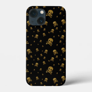 Case-Mate iPhone Case Petits Pirates Pailletés Dorés Crânes sur Fond Noi