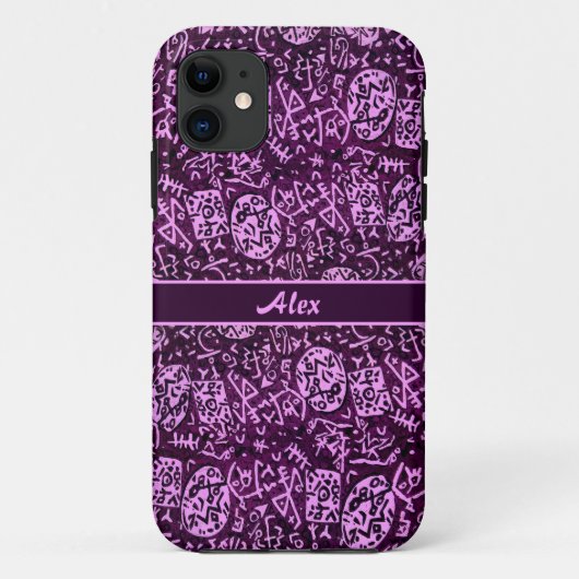 Coques Case-Mate iPhone Petroglyphes violets (personnalisable) (Dos)