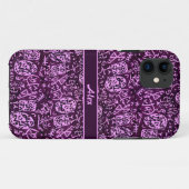 Coques Case-Mate iPhone Petroglyphes violets (personnalisable) (Dos (Horizontal))