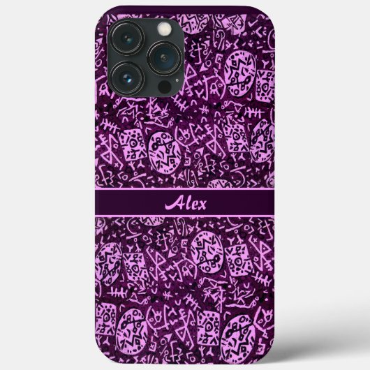 Coques Case-Mate iPhone Petroglyphes violets (personnalisable) (Verso)