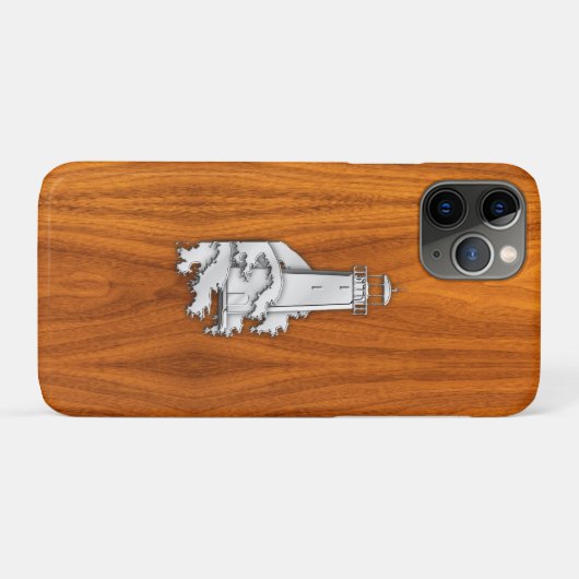 Coques Case-Mate iPhone Phare Chrome sur bois de teck (Dos (Horizontal))