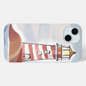 Coques Case-Mate iPhone Phare Classique | Aquarelle d'eau côtière océaniqu (Verso (horizontal))