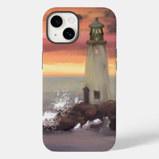 Coques Case-Mate iPhone Phare Côtier Avec Ciel Rose Et Orange (Verso)