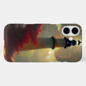 Coques Case-Mate iPhone Phare flottant dans les nuages du coucher du solei (Verso (horizontal))