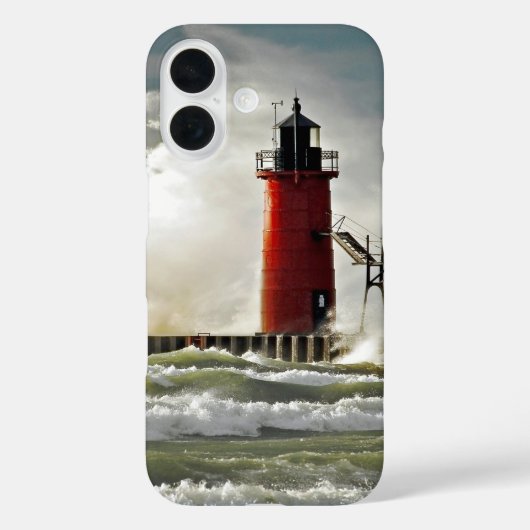 Coques Case-Mate iPhone phare rouge à vague géante (Verso)