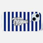 Coques Case-Mate iPhone Phare Silver Style sur Blue Nautical Stripes (Verso (horizontal))