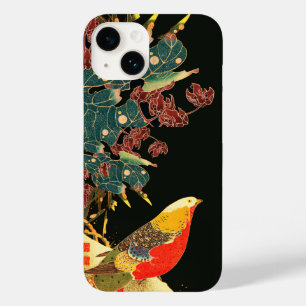 Coque Pour iPhone 14 Phéasé d'or en neige Antique Floral japonais